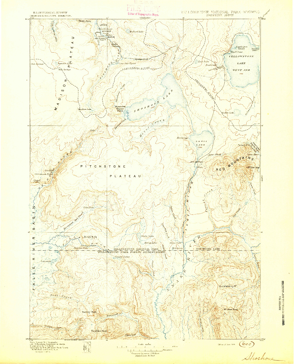 USGS 1:125000-SCALE QUADRANGLE FOR SHOSHONE, WY 1895