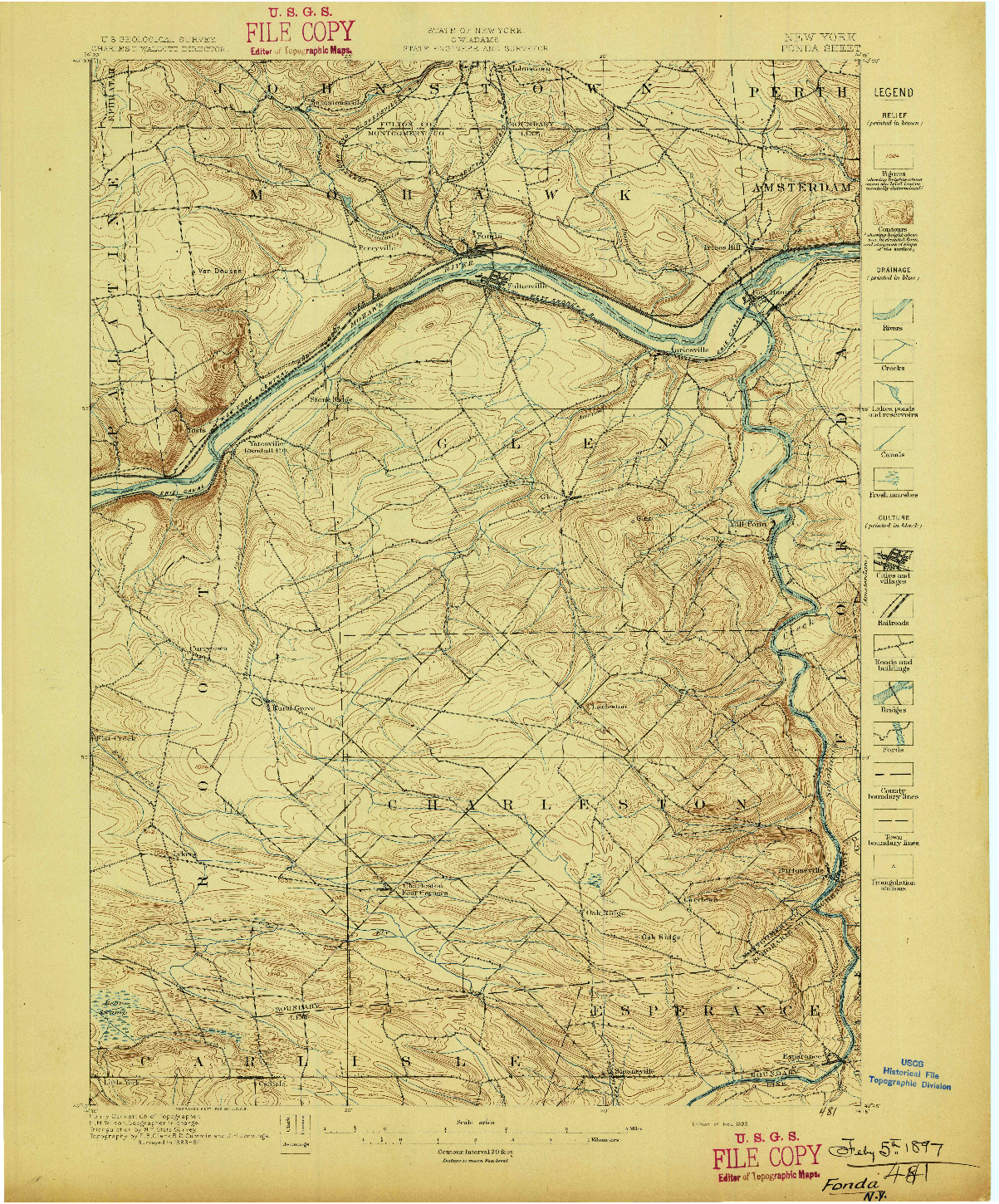 USGS 1:62500-SCALE QUADRANGLE FOR FONDA, NY 1896