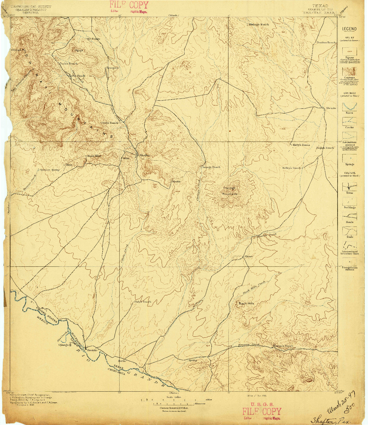 USGS 1:125000-SCALE QUADRANGLE FOR SHAFTER, TX 1896