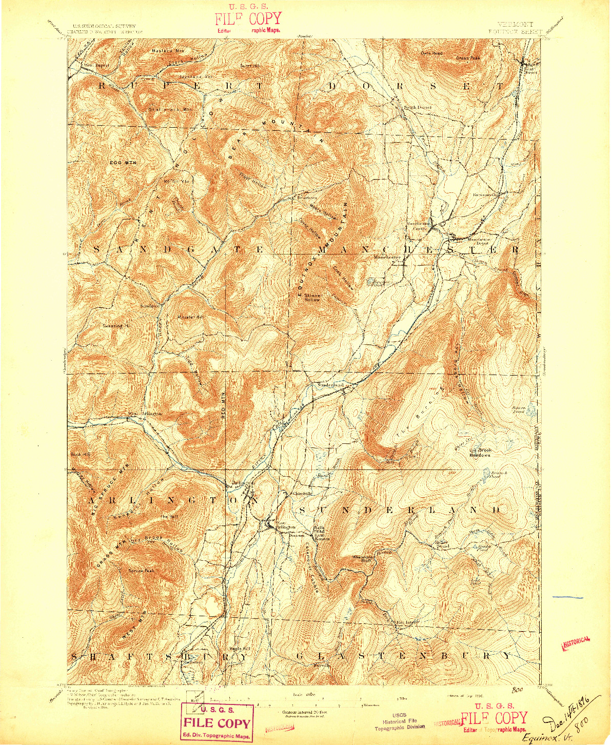 USGS 1:62500-SCALE QUADRANGLE FOR EQUINOX, VT 1896