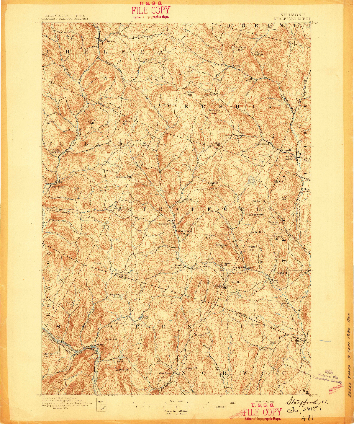 USGS 1:62500-SCALE QUADRANGLE FOR STRAFFORD, VT 1896