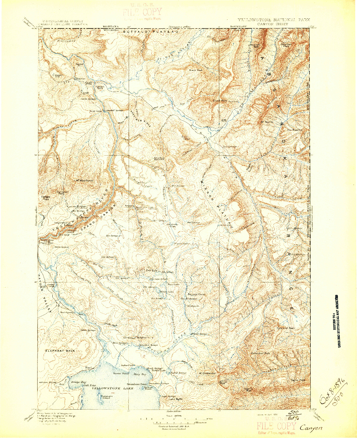 USGS 1:125000-SCALE QUADRANGLE FOR CANYON, WY 1896