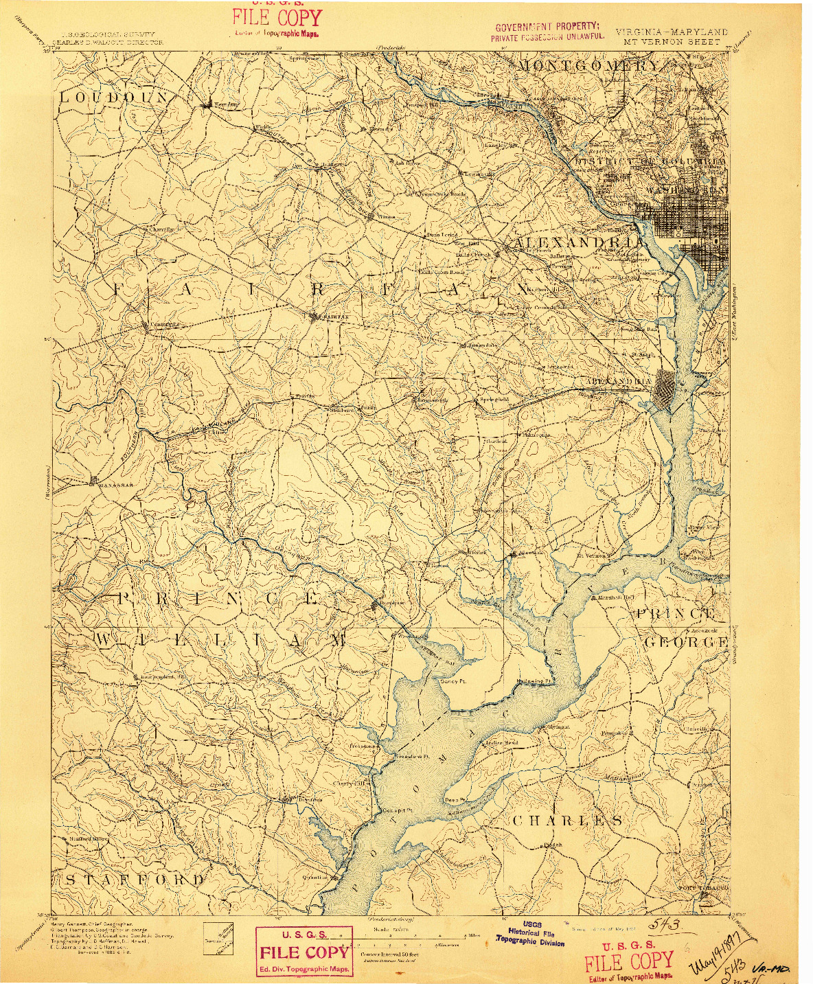 USGS 1:125000-SCALE QUADRANGLE FOR MT. VERNON, VA 1897