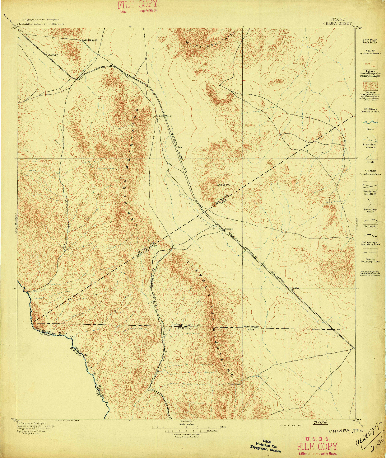 USGS 1:125000-SCALE QUADRANGLE FOR CHISPA, TX 1897