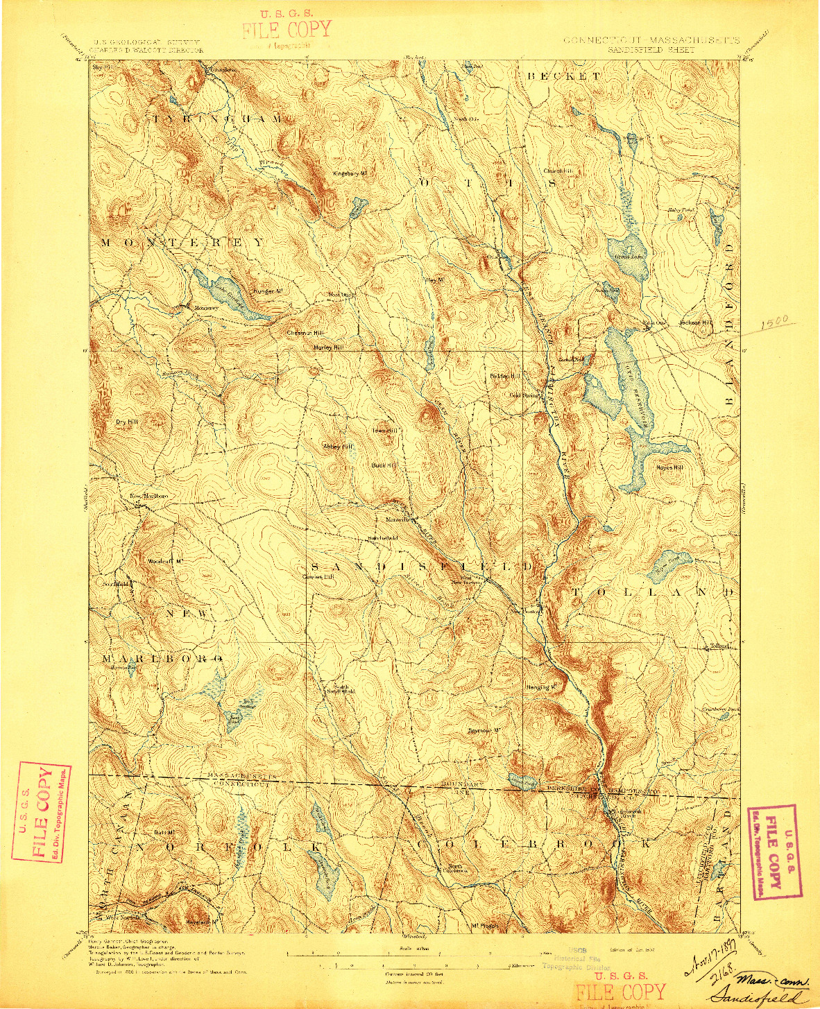 USGS 1:62500-SCALE QUADRANGLE FOR SANDISFIELD, CT 1897