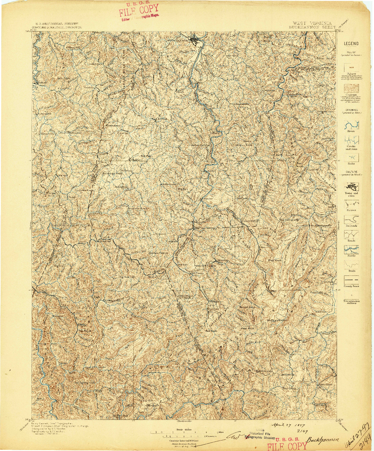 USGS 1:125000-SCALE QUADRANGLE FOR BUCKHANNON, WV 1897