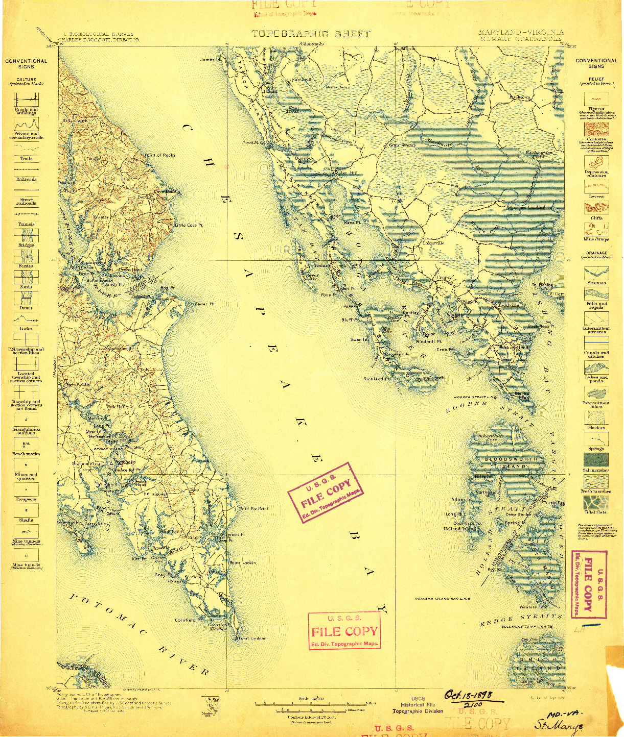 USGS 1:125000-SCALE QUADRANGLE FOR ST. MARYS, MD 1898