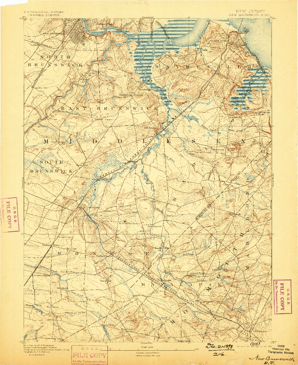 USGS 1:62500-SCALE QUADRANGLE FOR NEW BRUNSWICK, NJ 1893