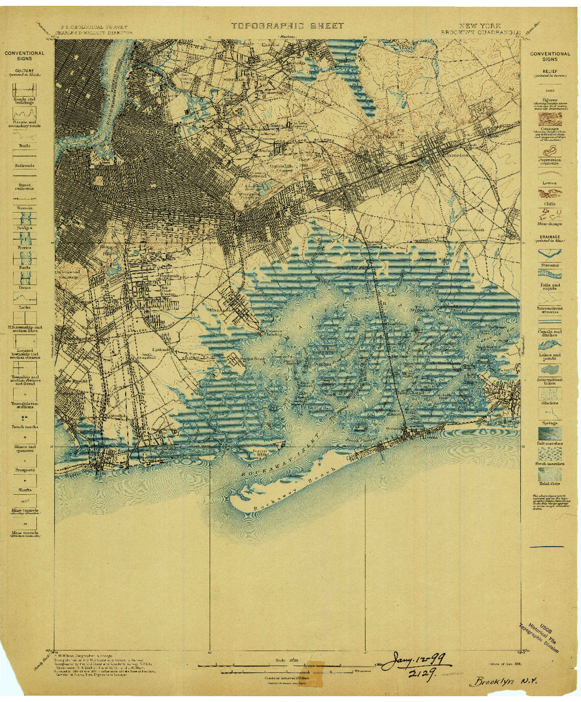 USGS 1:62500-SCALE QUADRANGLE FOR BROOKLYN, NY 1898