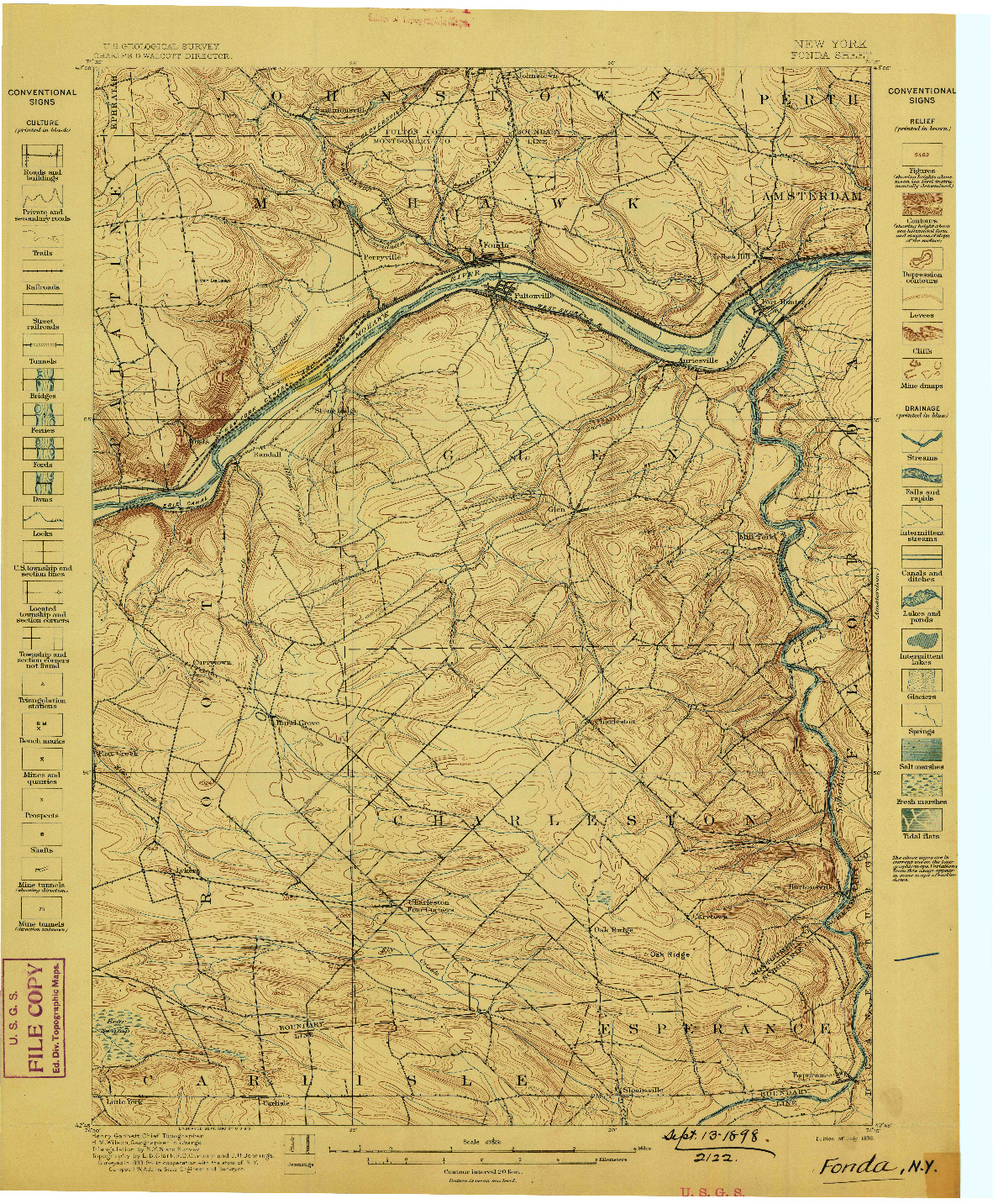 USGS 1:62500-SCALE QUADRANGLE FOR FONDA, NY 1898