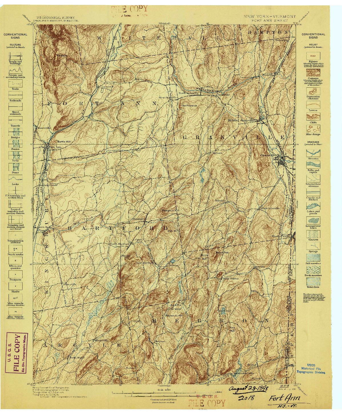 USGS 1:62500-SCALE QUADRANGLE FOR FORT ANN, NY 1898