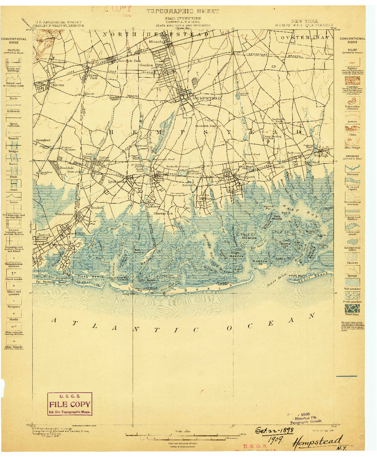 USGS 1:62500-SCALE QUADRANGLE FOR HEMPSTEAD, NY 1898