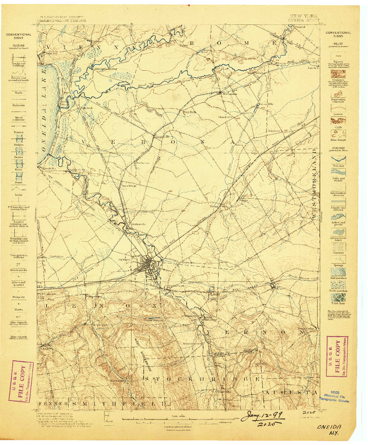 USGS 1:62500-SCALE QUADRANGLE FOR ONEIDA, NY 1898
