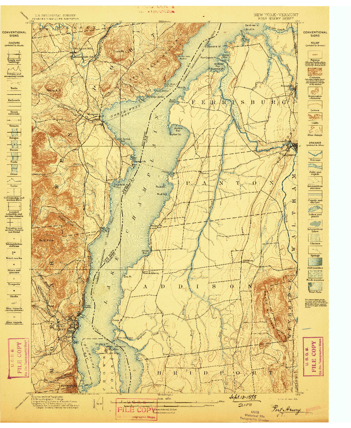 USGS 1:62500-SCALE QUADRANGLE FOR PORT HENRY, NY 1898