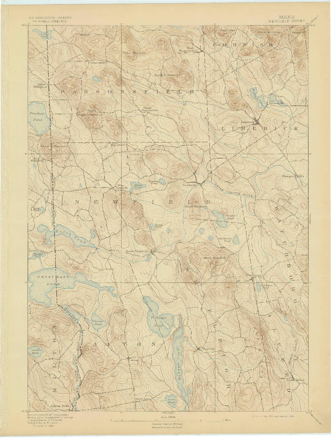USGS 1:62500-SCALE QUADRANGLE FOR NEWFIELD, ME 1893