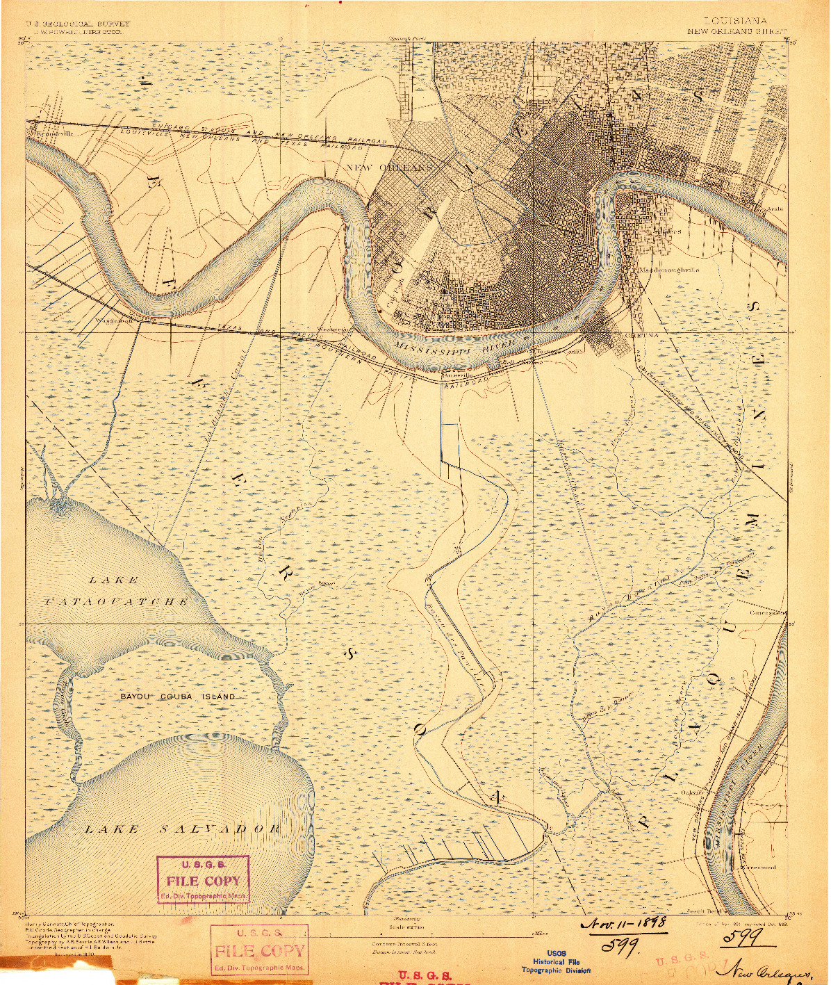USGS 1:62500-SCALE QUADRANGLE FOR NEW ORLEANS, LA 1891