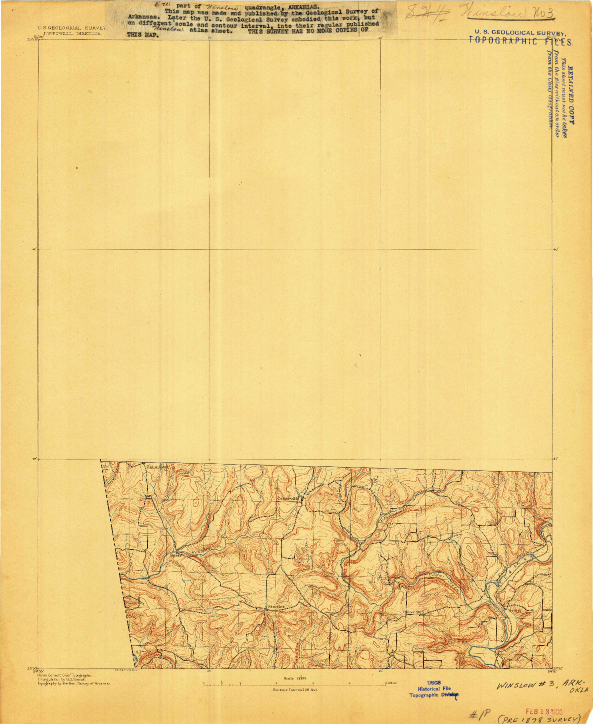 USGS 1:62500-SCALE QUADRANGLE FOR WINSLOW #3, AR 1898
