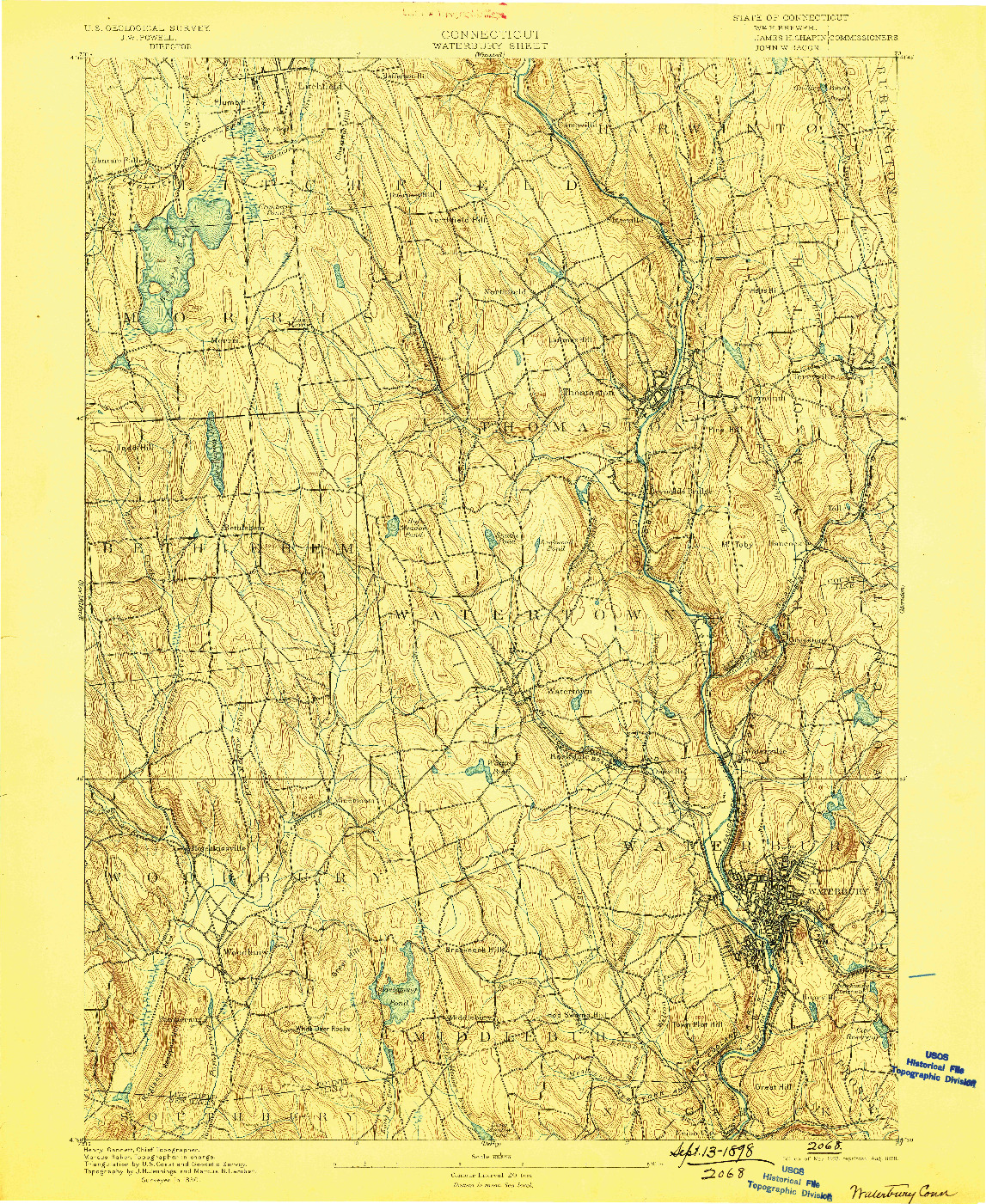 USGS 1:62500-SCALE QUADRANGLE FOR WATERBURY, CT 1893