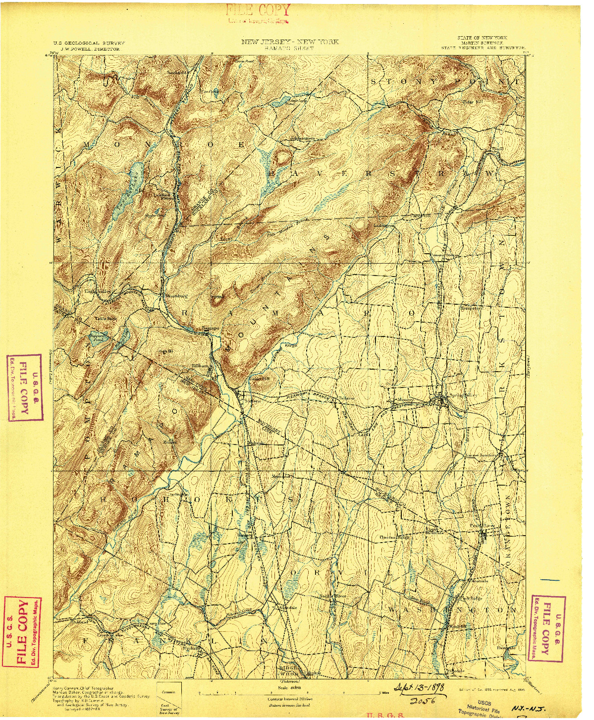 USGS 1:62500-SCALE QUADRANGLE FOR RAMAPO, NJ 1893