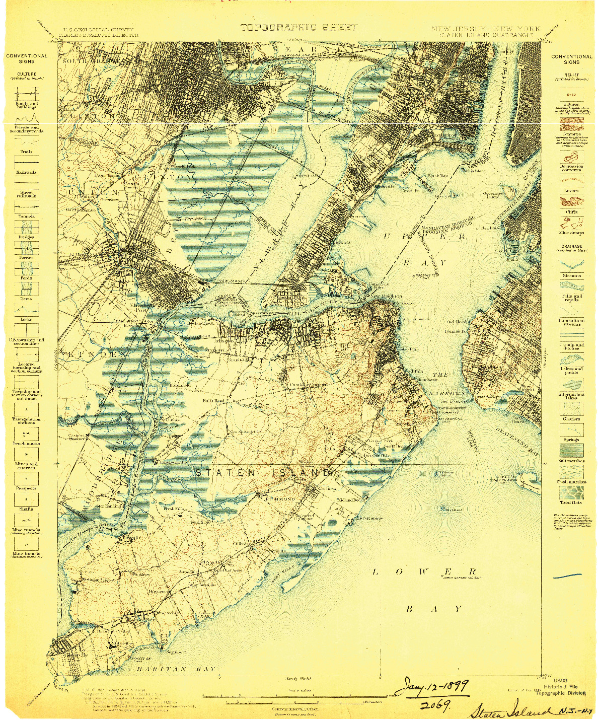 USGS 1:62500-SCALE QUADRANGLE FOR STATEN ISLAND, NJ 1898