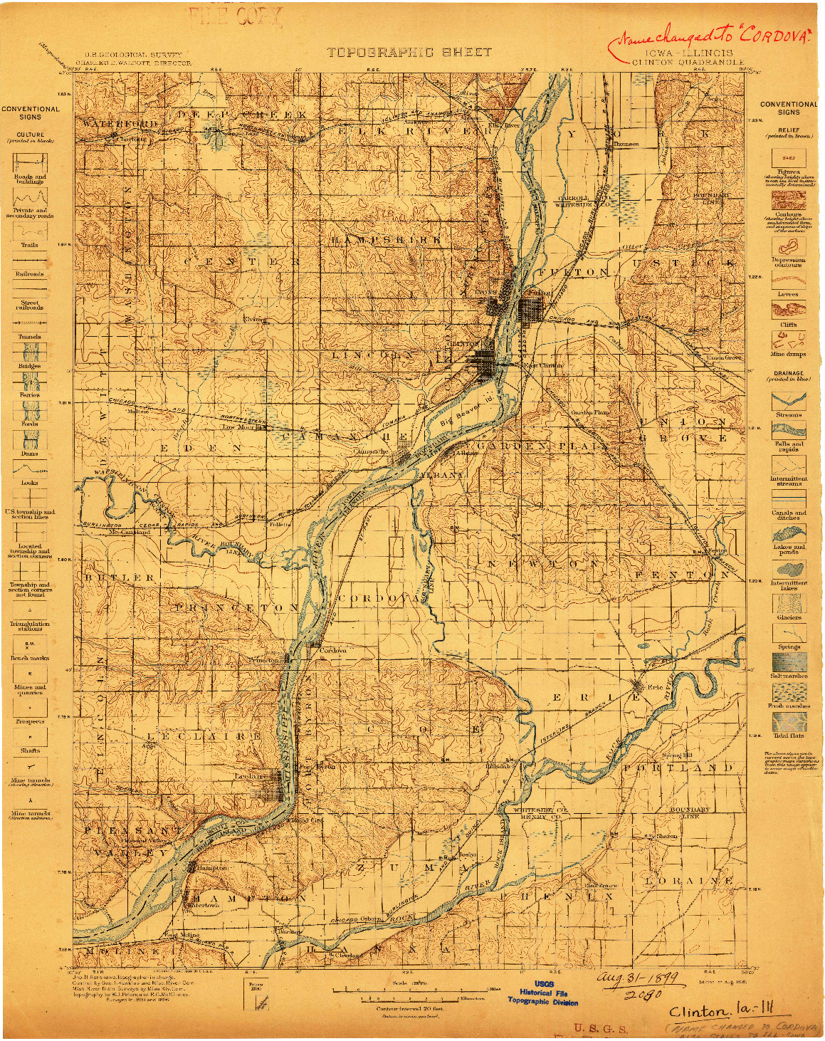 USGS 1:125000-SCALE QUADRANGLE FOR CLINTON, IA 1899