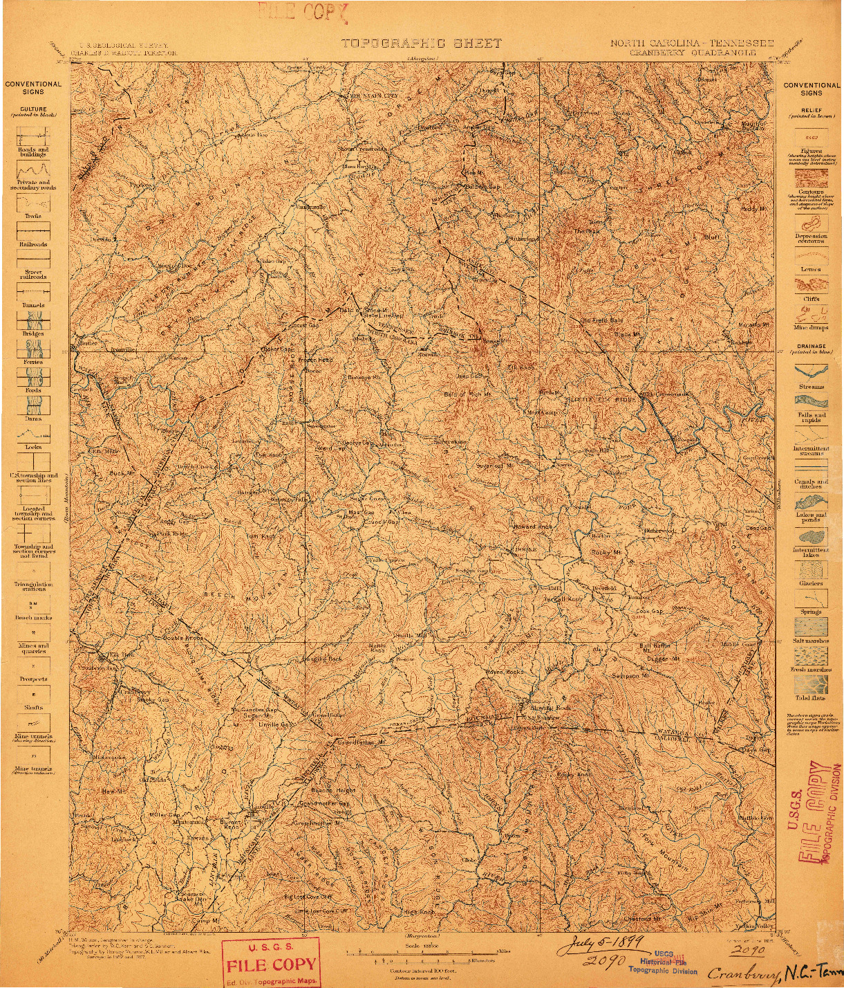 USGS 1:125000-SCALE QUADRANGLE FOR CRANBERRY, NC 1899