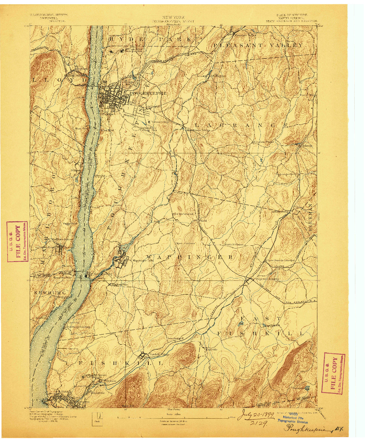USGS 1:62500-SCALE QUADRANGLE FOR POUGHKEEPSIE, NY 1894