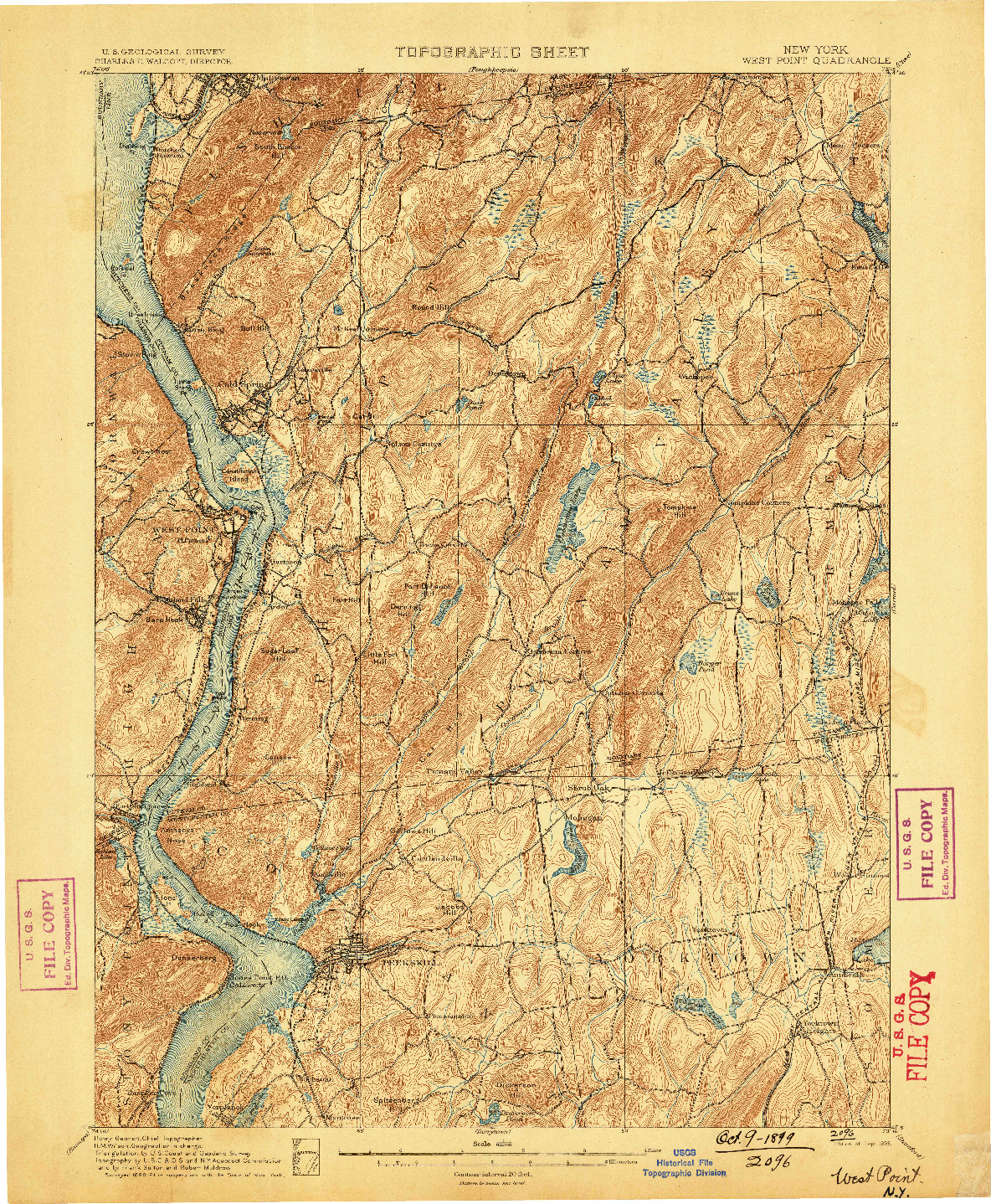 USGS 1:62500-SCALE QUADRANGLE FOR WEST POINT, NY 1899