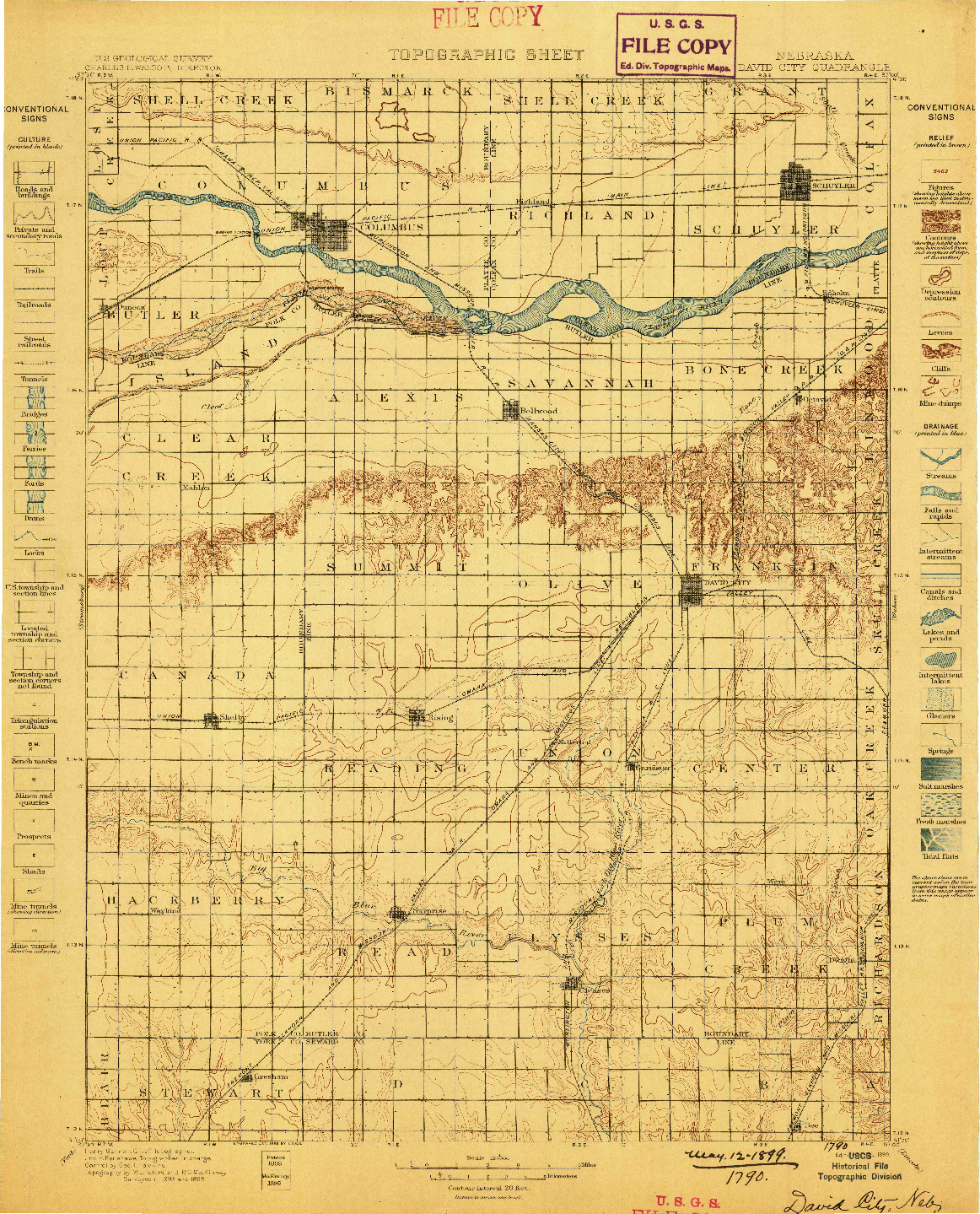 USGS 1:125000-SCALE QUADRANGLE FOR DAVID CITY, NE 1899
