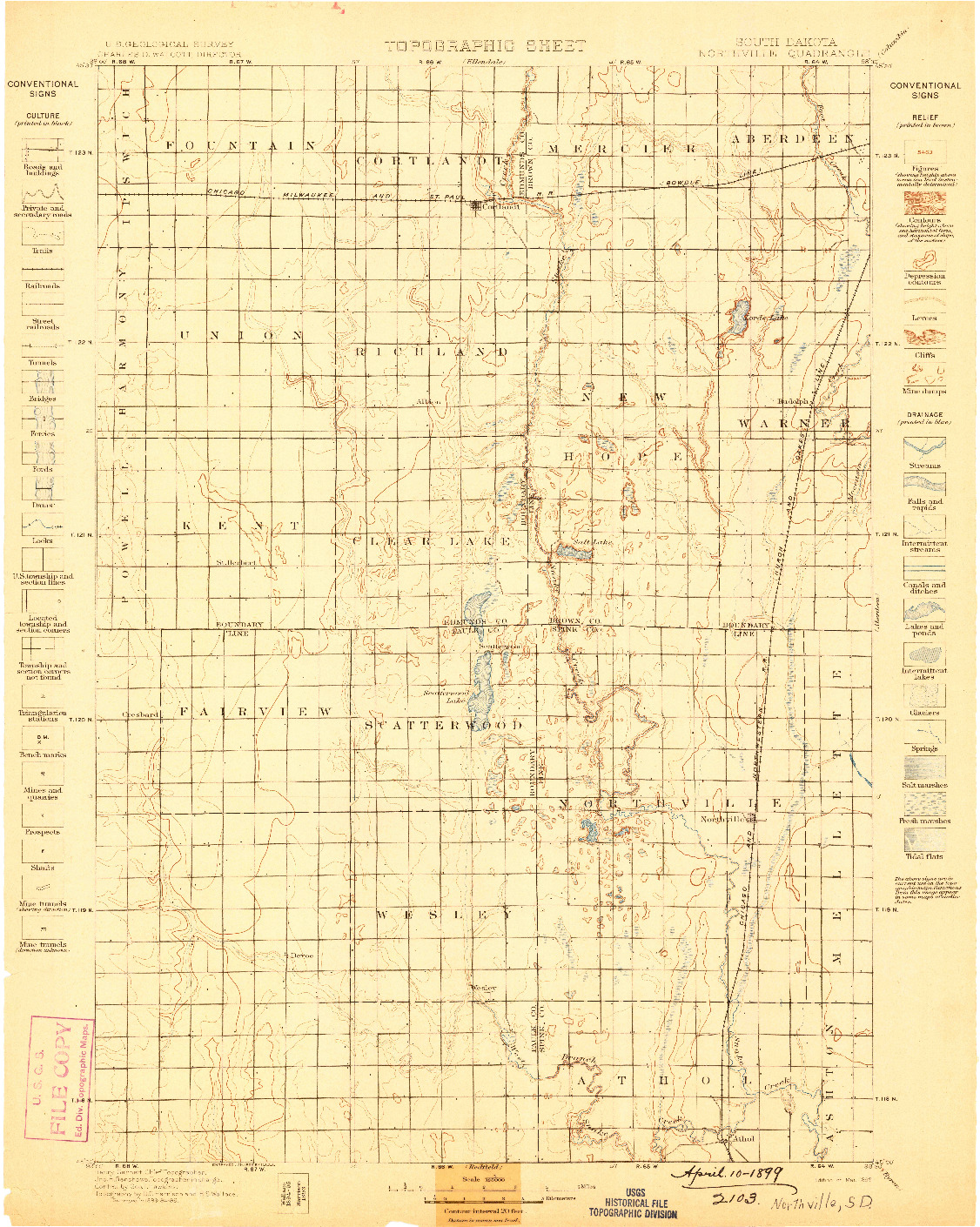 USGS 1:125000-SCALE QUADRANGLE FOR NORTHVILLE, SD 1899