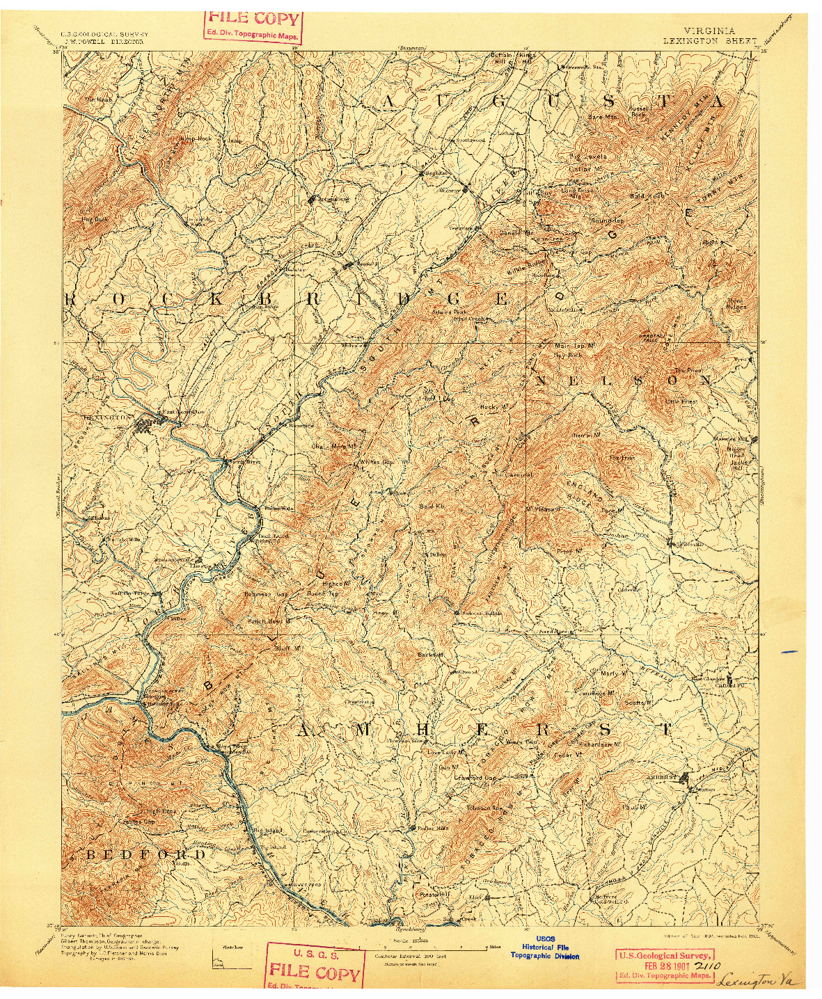 USGS 1:125000-SCALE QUADRANGLE FOR LEXINGTON, VA 1894