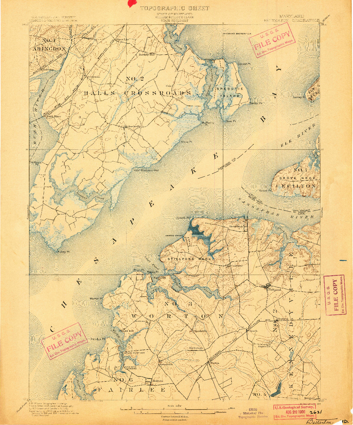 USGS 1:62500-SCALE QUADRANGLE FOR BETTERTON, MD 1900
