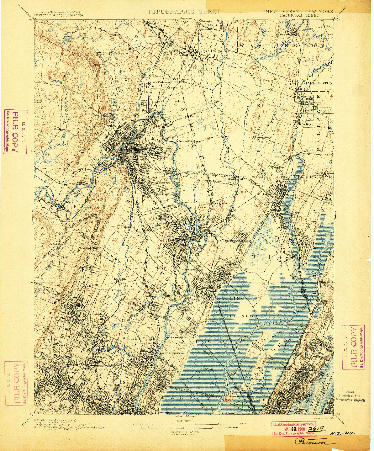 USGS 1:62500-SCALE QUADRANGLE FOR PATERSON, NJ 1900