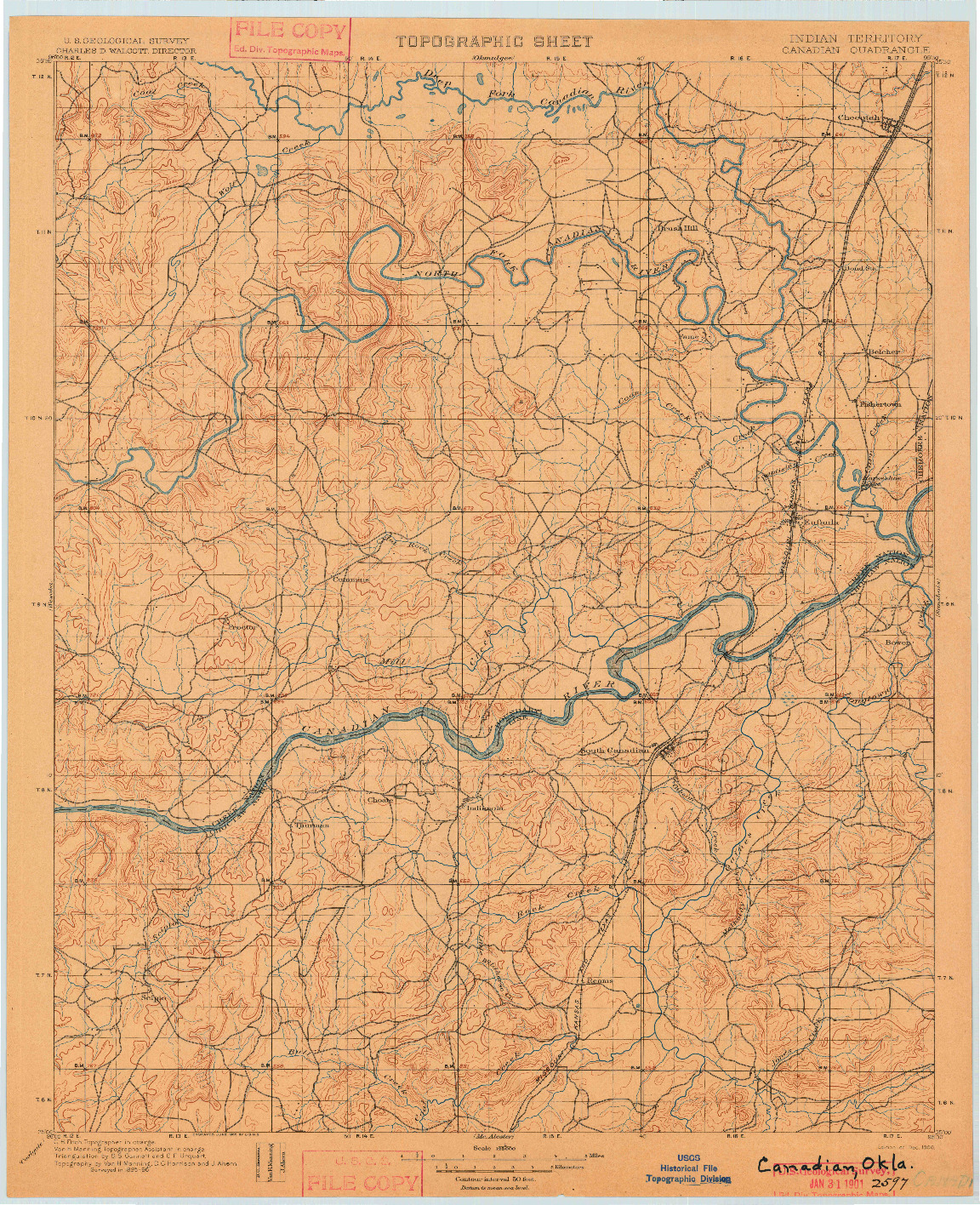 USGS 1:125000-SCALE QUADRANGLE FOR CANADIAN, IT 1900