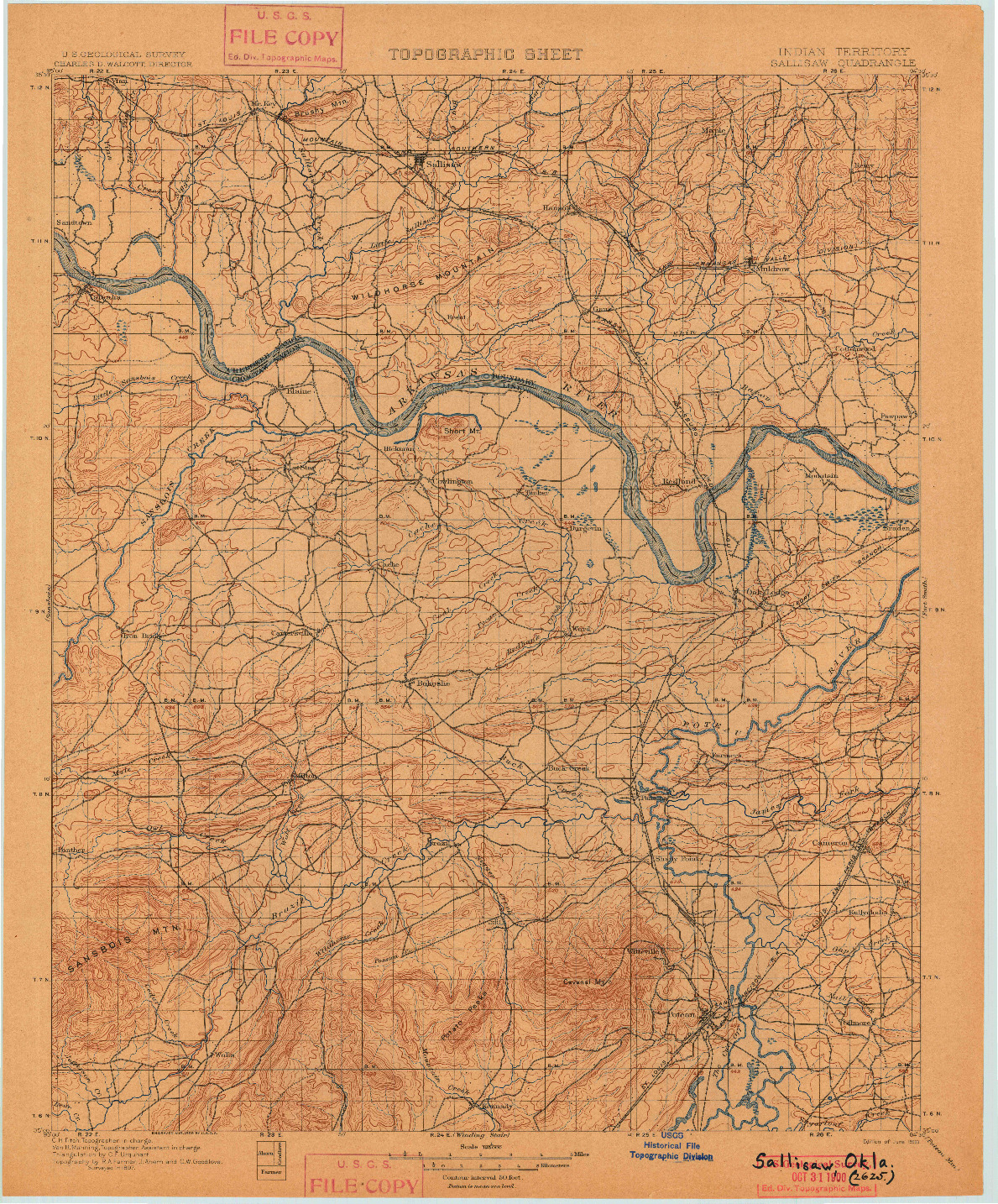 USGS 1:125000-SCALE QUADRANGLE FOR SALLISAW, OK 1900