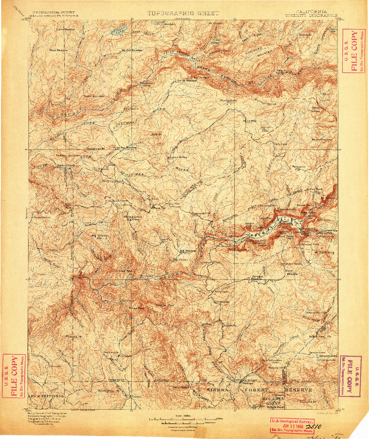 USGS 1:125000-SCALE QUADRANGLE FOR YOSEMITE, CA 1900