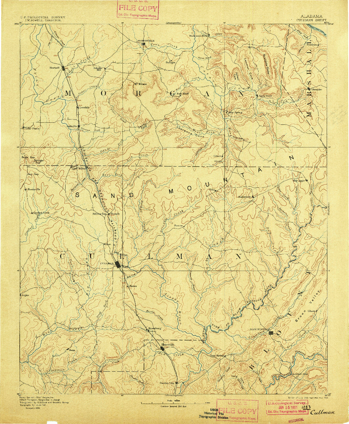 USGS 1:125000-SCALE QUADRANGLE FOR CULLMAN, AL 1892