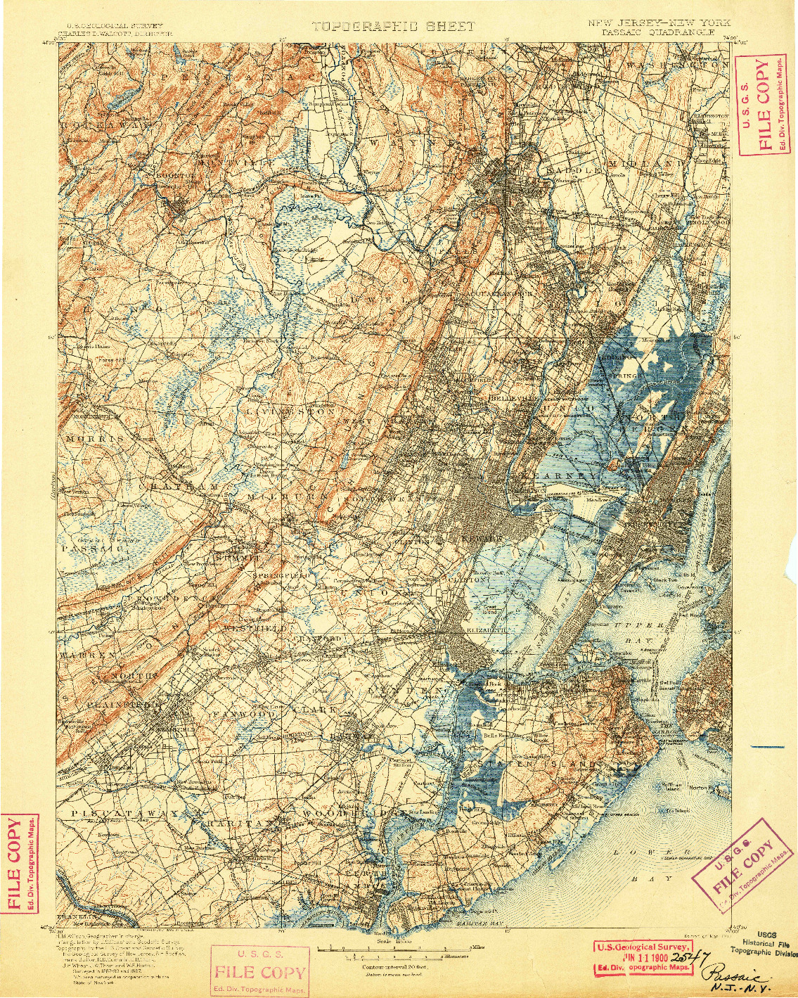 USGS 1:125000-SCALE QUADRANGLE FOR PASSAIC, NJ 1900