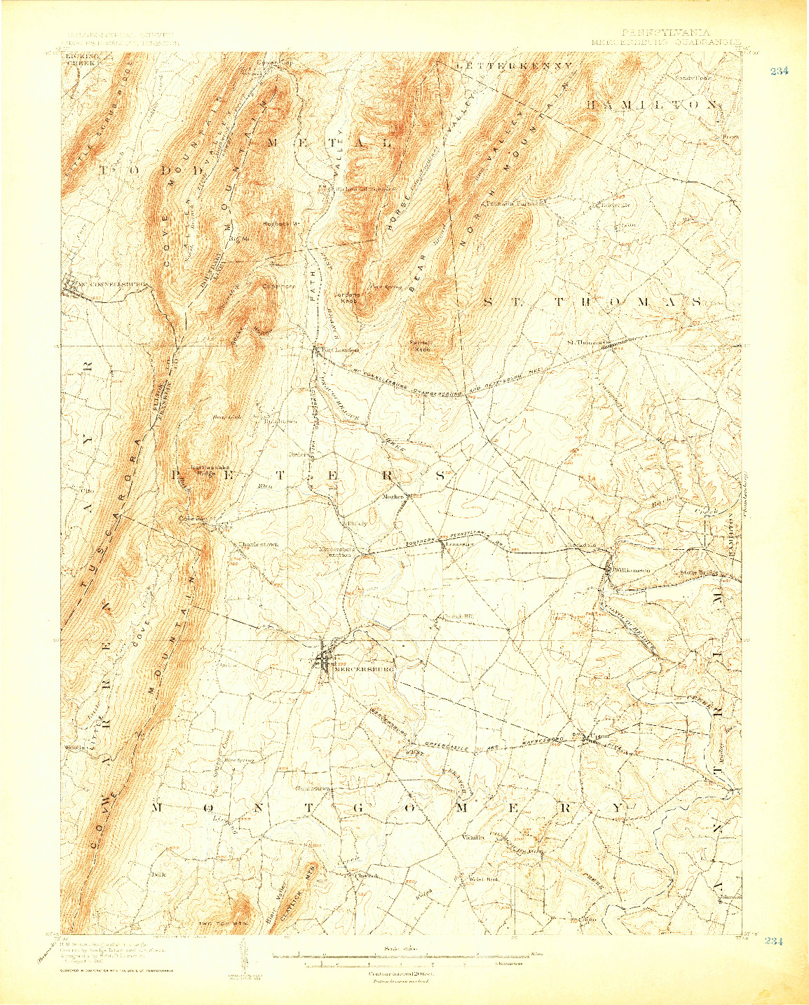 USGS 1:62500-SCALE QUADRANGLE FOR MERCERSBURG, PA 1900