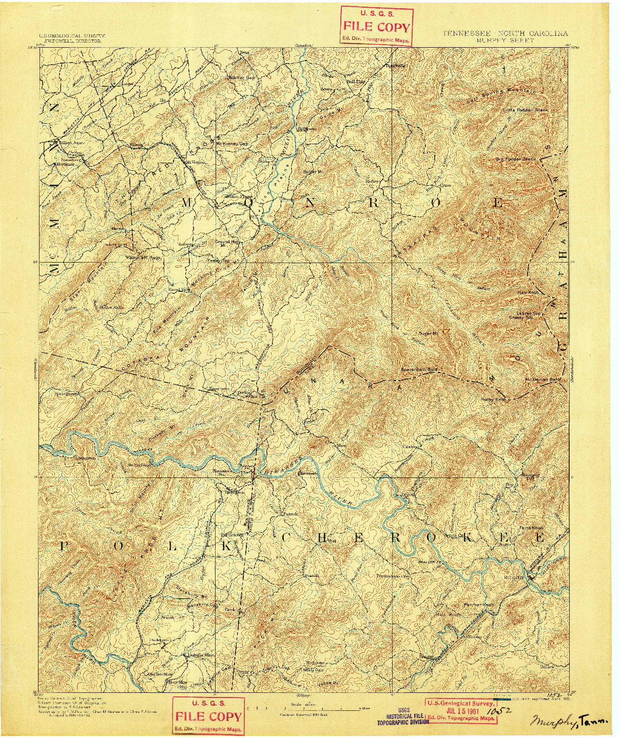 USGS 1:125000-SCALE QUADRANGLE FOR MURPHY, TN 1893