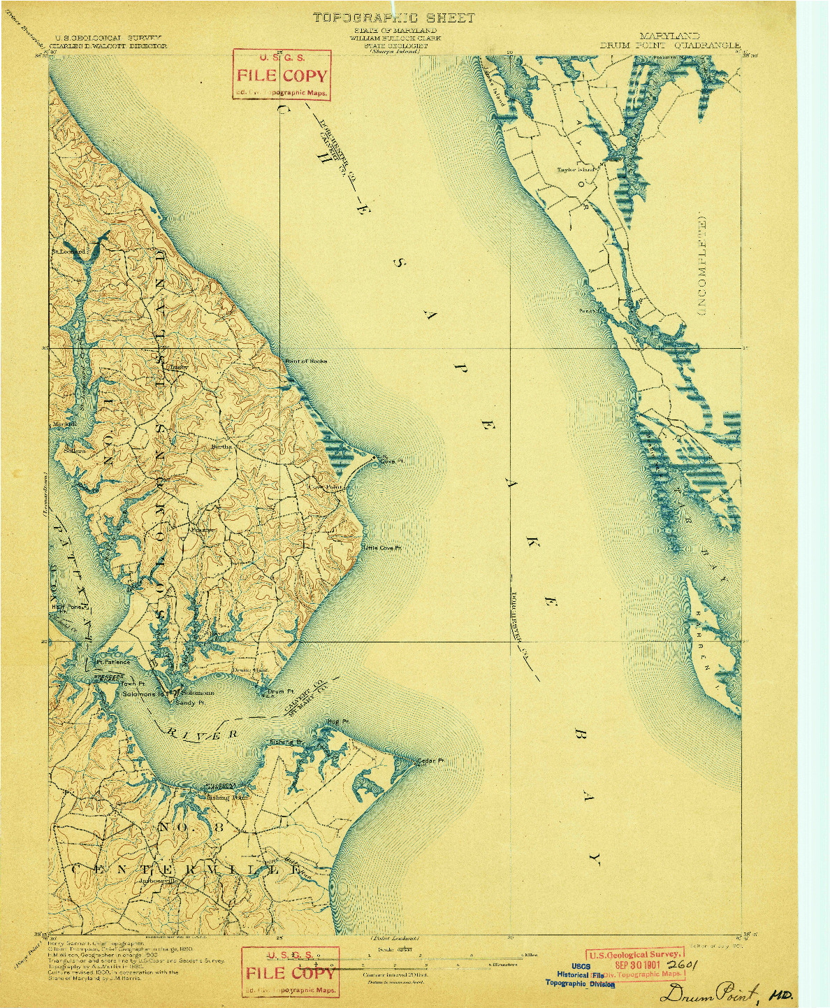 USGS 1:62500-SCALE QUADRANGLE FOR DRUM POINT, MD 1901
