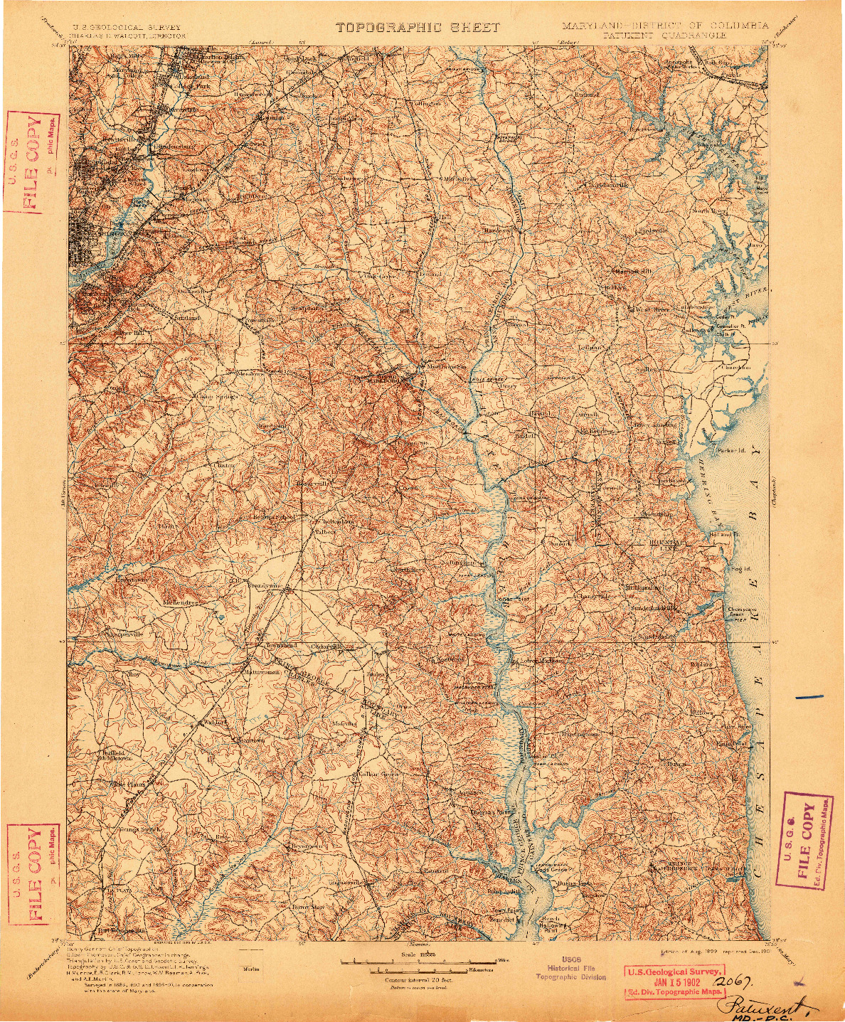 USGS 1:125000-SCALE QUADRANGLE FOR PATUXENT, MD 1899