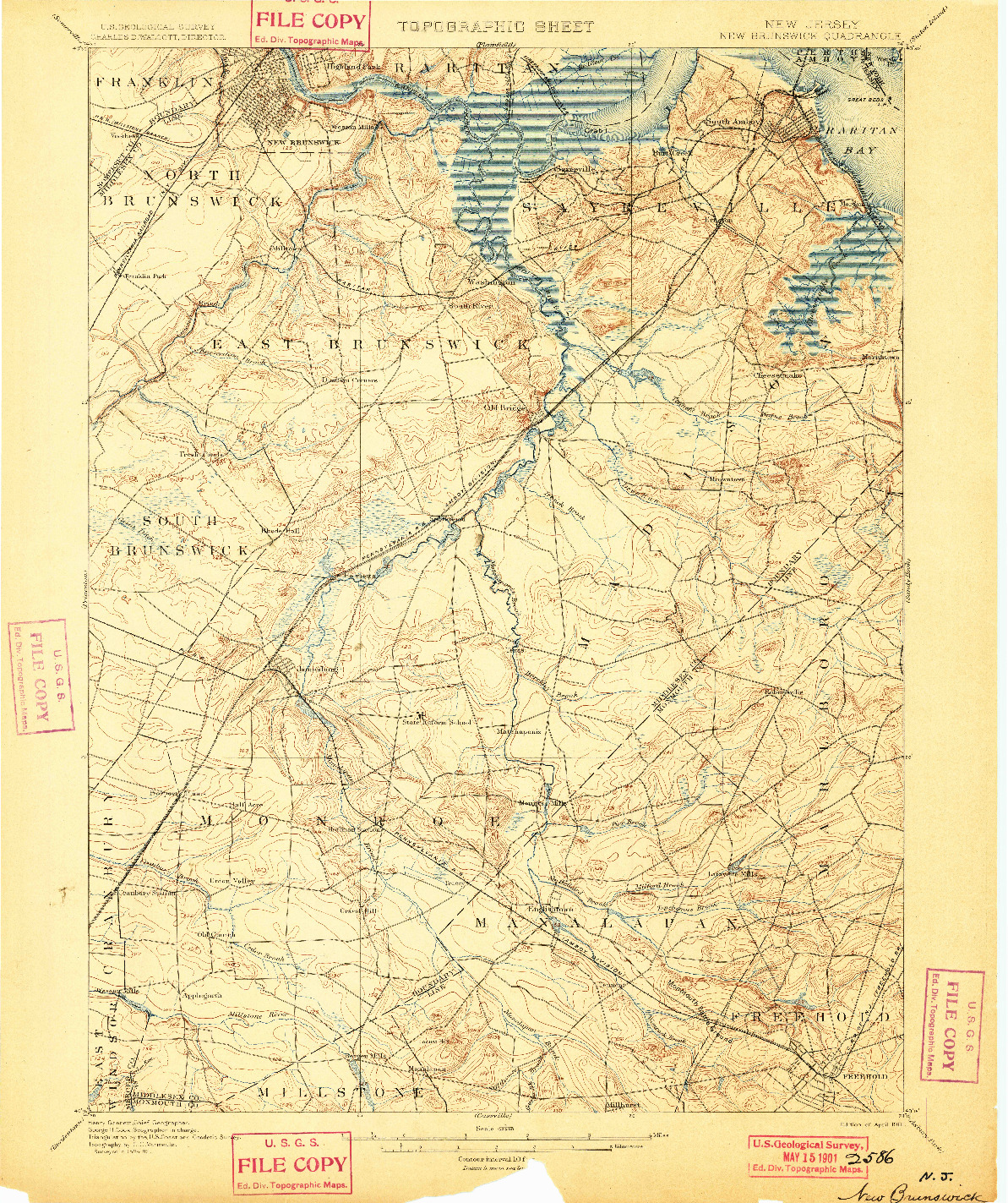 USGS 1:62500-SCALE QUADRANGLE FOR NEW BRUNSWICK, NJ 1901