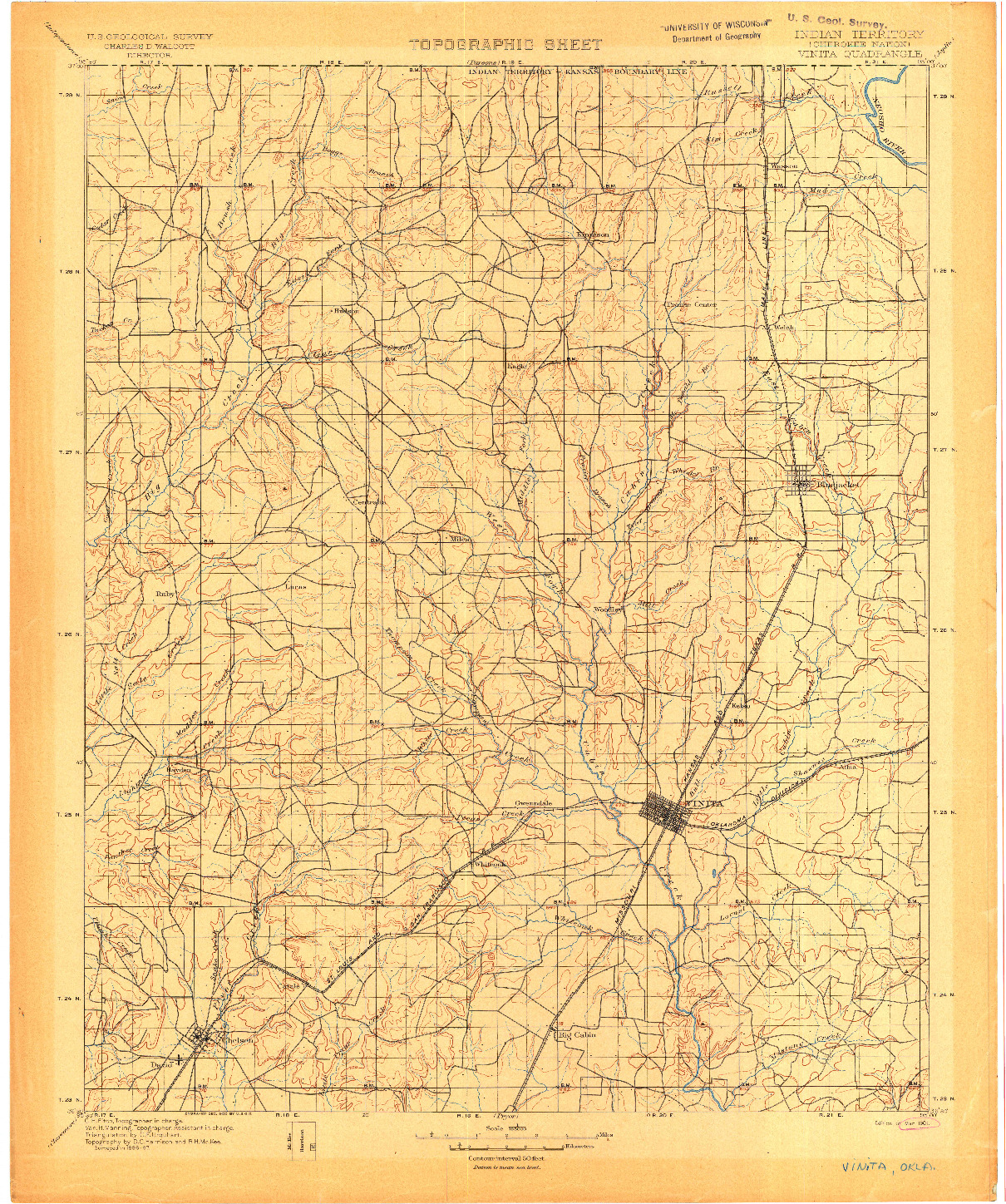 USGS 1:125000-SCALE QUADRANGLE FOR VINITA, IT 1901