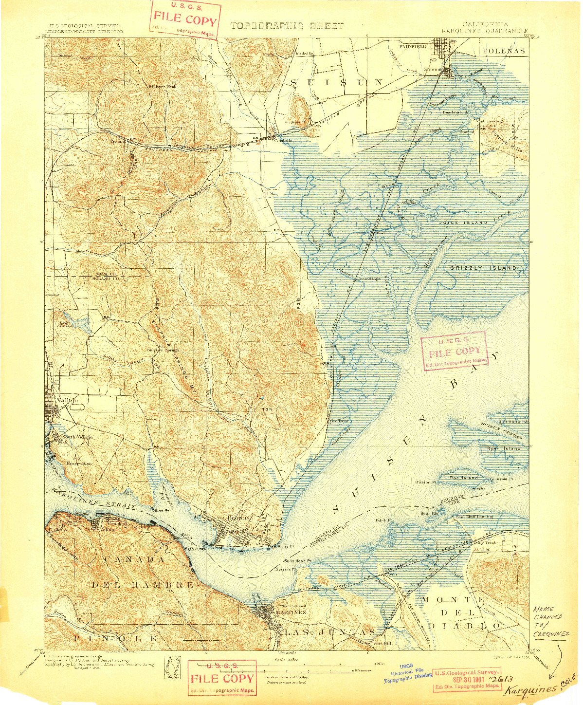 USGS 1:62500-SCALE QUADRANGLE FOR KARQUINES, CA 1901