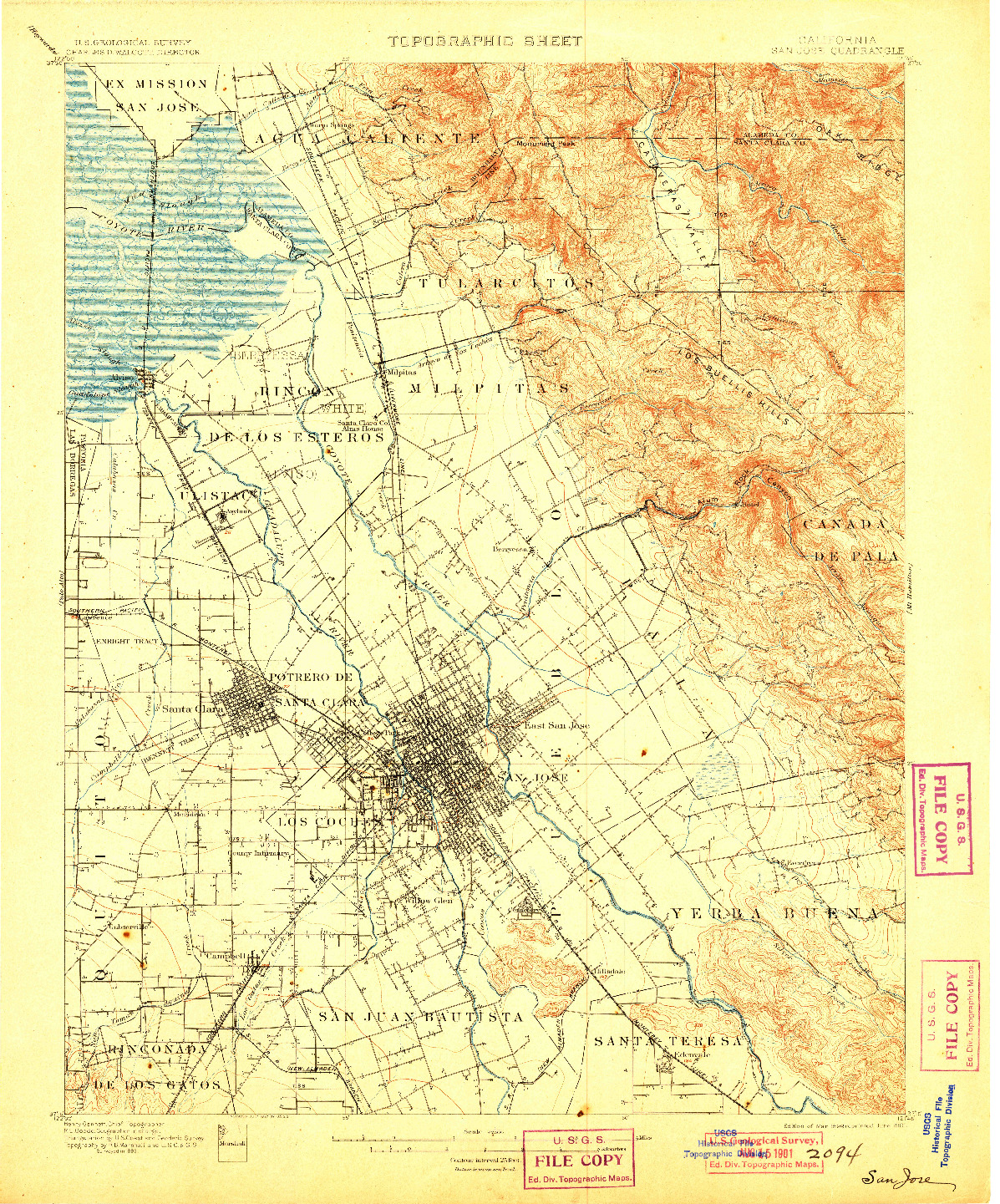 USGS 1:62500-SCALE QUADRANGLE FOR SAN JOSE, CA 1899