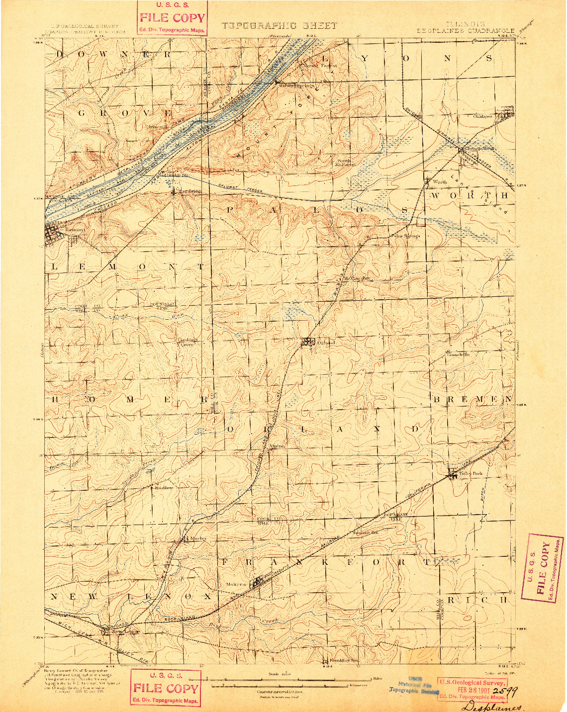 USGS 1:62500-SCALE QUADRANGLE FOR DES PLAINES, IL 1901