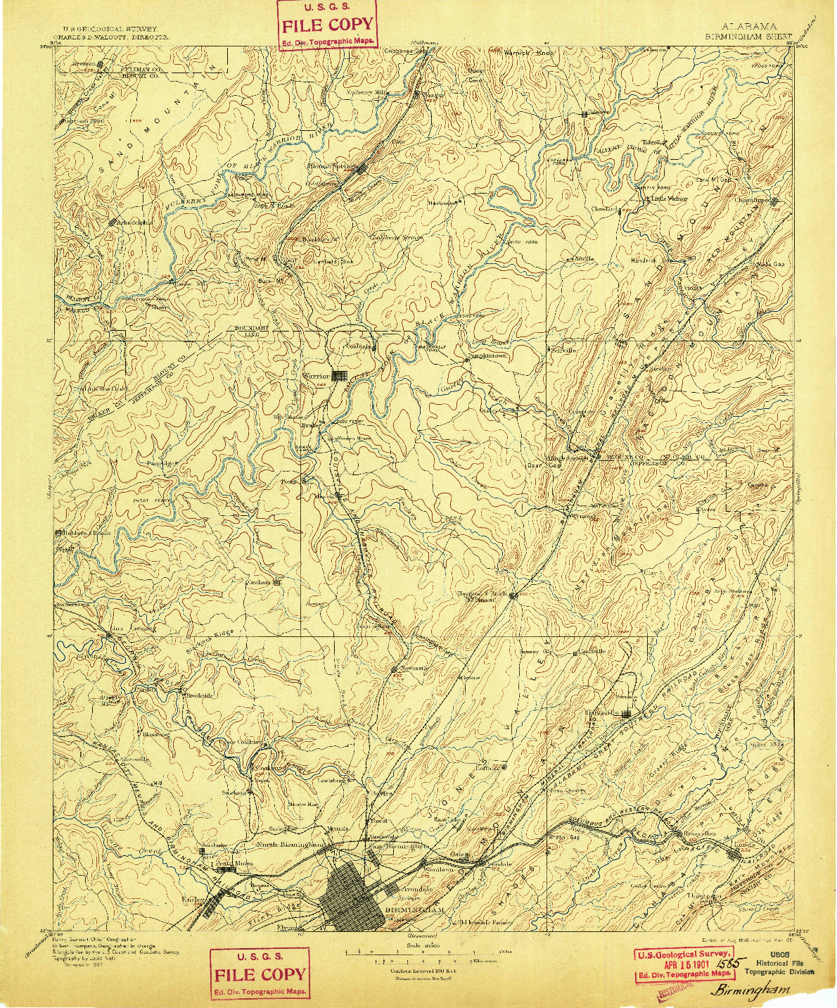 USGS 1:125000-SCALE QUADRANGLE FOR BIRMINGHAM, AL 1895