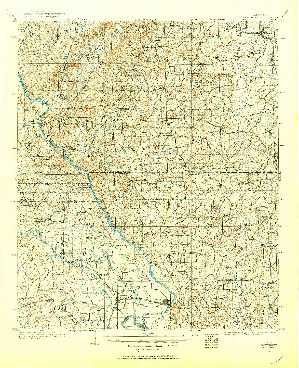 USGS 1:125000-SCALE QUADRANGLE FOR WETUMPKA, AL 1901
