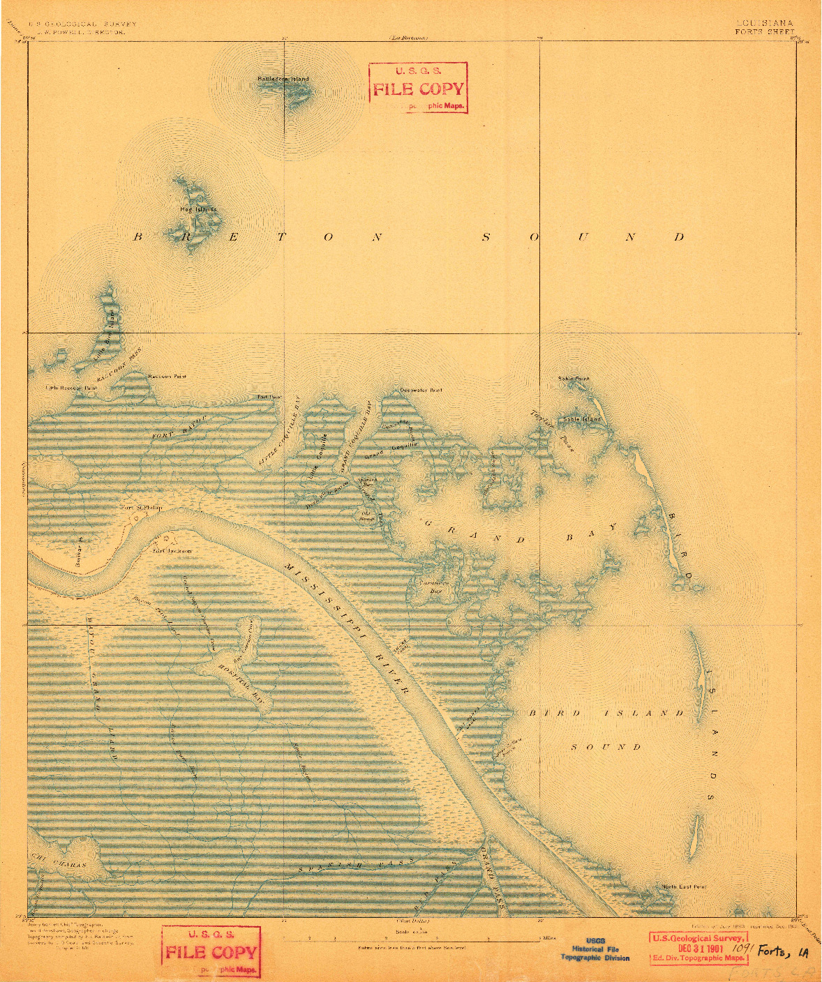 USGS 1:62500-SCALE QUADRANGLE FOR FORTS, LA 1893